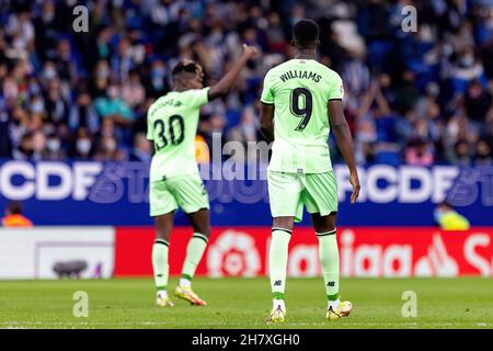 BARCELONA - OCT 26: Inaki Williams in Aktion während des La Liga-Spiels zwischen RCD Espanyol und Athletic Club de Bilbao im RCDE-Stadion am Oktober Stockfoto