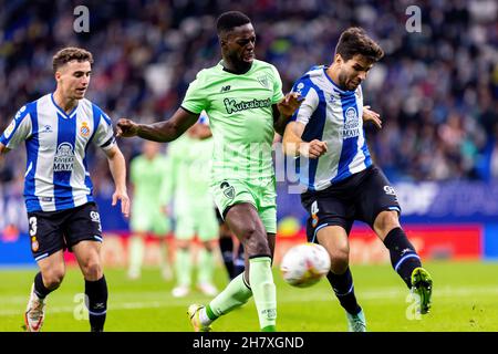 BARCELONA - OCT 26: Inaki Williams in Aktion während des La Liga-Spiels zwischen RCD Espanyol und Athletic Club de Bilbao im RCDE-Stadion am Oktober Stockfoto