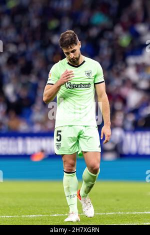 BARCELONA - OCT 26: Yeray Alvarez in Aktion während des La Liga-Spiels zwischen RCD Espanyol und Athletic Club de Bilbao am 2. Oktober im RCDE-Stadion Stockfoto