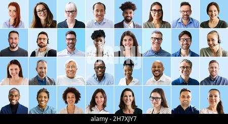 Vielfältige Soziale Gruppen Gesicht Collage Und Menschen Porträts Stockfoto
