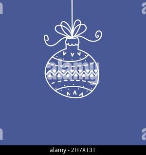 Handgezeichnetes Weihnachtsposter mit festlicher Kugel. Grußkarten zu Weihnachten. Urlaubsdesign Stock Vektor