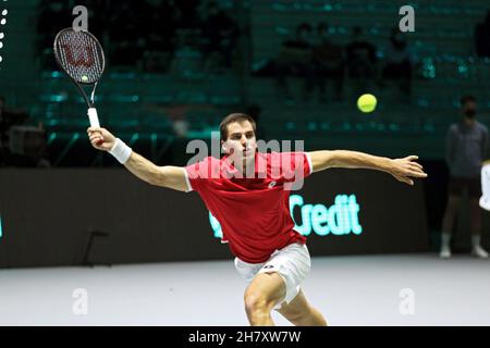 Turin, Italien. 25th. November 2021. Borna Gojo (Kroatien) im Spiel gegen während der Davis Cup Finals 2021, Tennis Internationals in Turin, Italien, November 25 2021 Quelle: Independent Photo Agency/Alamy Live News Stockfoto