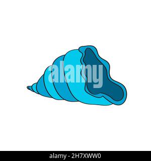 Einfaches Cartoon-Symbol. Seashell auf weißem, isoliertem Hintergrund. Vektor handgezeichnete Illustration auf weiß Stock Vektor