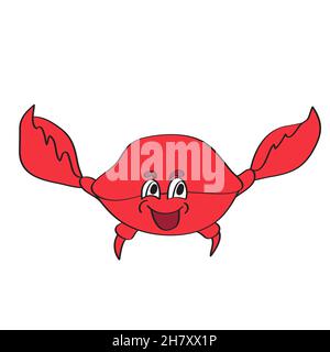 Einfaches Cartoon-Symbol. Lustige rote Cartoon Krabbe auf weiß Stock Vektor