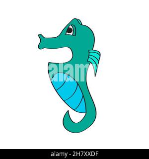 Einfaches Cartoon-Symbol. Niedliche Cartoon Seepferd. Isolierte Vektordarstellung. Niedliche Cartoon Sea Horse isoliert. Stock Vektor
