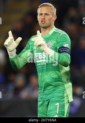 Leicester, England, 25th. November 2021. Kasper Schmeichel aus Leicester City während des Spiels der UEFA Europa League im King Power Stadium, Leicester. Bildnachweis sollte lauten: Darren Staples / Sportimage Stockfoto