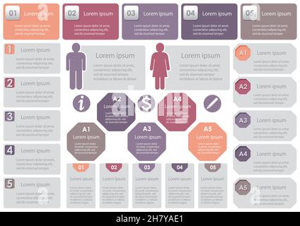 Satz von Business Info-Grafiken, Tags und Symbolen auf Weißem Hintergrund isoliert. Vektorgrafik. Stock Vektor