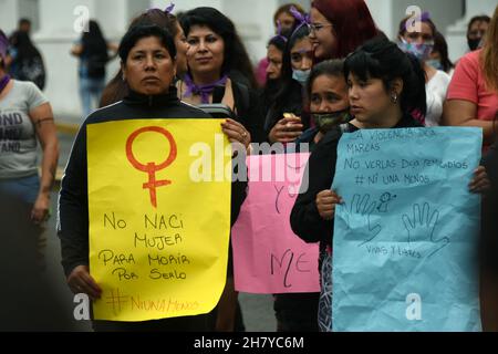 Tag des Kampfes und der Rechtfertigung für die Rechte der Frauen, die alle bestehenden Formen von Geschlechtergewalt sichtbar machen. Im marsch zur Plaza de Mayo, Buenos Aires, Argentinien, am Internationalen Tag der Gewaltlosigkeit gegen Frauen Stockfoto