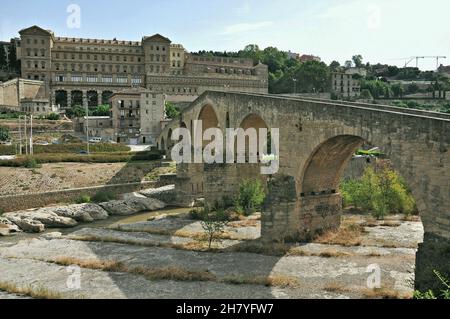 Alte Brücke von Manresa in der Provinz Bages in Barcelona, Katalonien, Spanien Stockfoto