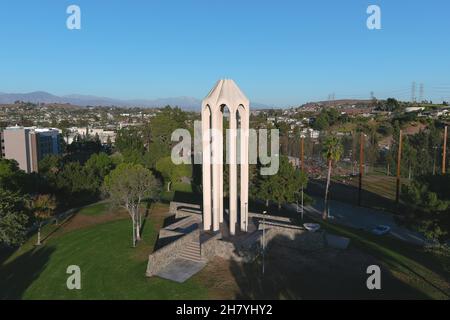 Eine Luftaufnahme des Armenischen Völkermord-Märtyrerdenkmals im Bichnell Park, Donnerstag, 25. November 2021, in Montebello, Kalif. Die Struktur, enthüllt in Einem Stockfoto