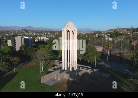 Eine Luftaufnahme des Armenischen Völkermord-Märtyrerdenkmals im Bichnell Park, Donnerstag, 25. November 2021, in Montebello, Kalif. Die Struktur, enthüllt in Einem Stockfoto