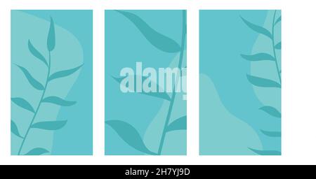 Abstrakt geformte Blätter. Minimalistische Kunst, moderne Modeformen. Durchgehende Linie. Von Hand gezeichnete Blätter Vektorset. Illustration Grafik Zeichnung Linie weich b Stock Vektor