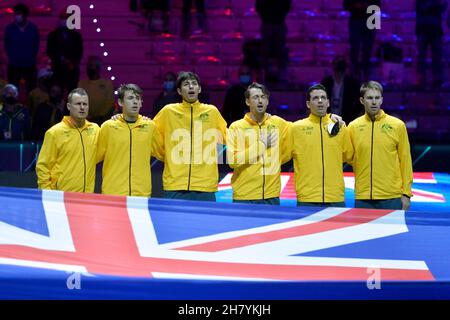 Turin, Italien. 25th. November 2021. Tennis - Davis Cup Gruppe D Qualifikation für das Viertelfinale Kroatien gegen Australien Pala Alpitour, Turin, Italien 25. November 2021 Australien Team (Foto: Tonello Abozzi/Pacific Press) Quelle: Pacific Press Media Production Corp./Alamy Live News Stockfoto