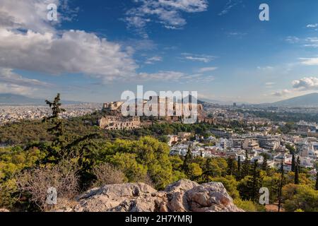 Skyline von Athen mit Akropolis von Athen, Griechenland Stockfoto
