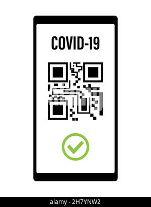 QR-Code des Symbols für den Impfpass. Vektorgrafik auf weißem Hintergrund Stock Vektor