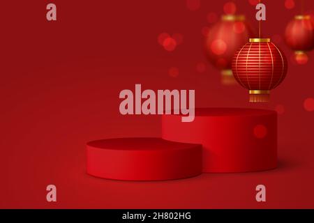 Podestszene für das chinesische Neujahr. Stock Vektor