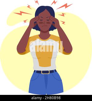 Frau mit Migräne semi flachen Farb-Vektor-Charakter Stock Vektor