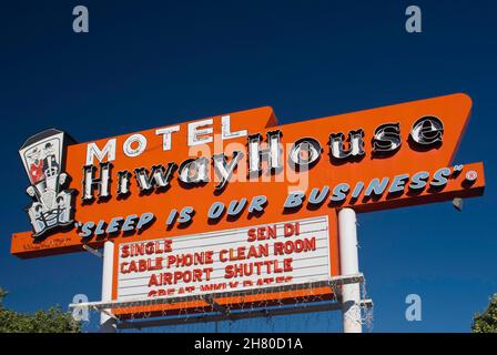 Motel-Schild an der Route 66 in Albuquerque, New Mexico, USA Stockfoto