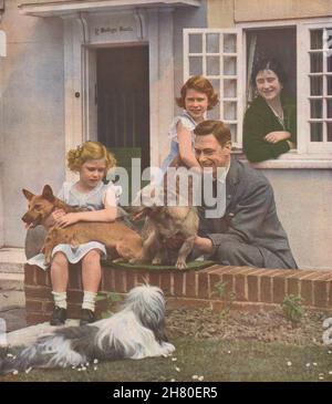 KÖNIG GEORGE VI Die Glückliche Familie. Queen & Princess Elizabeth & Margaret 1937 Stockfoto