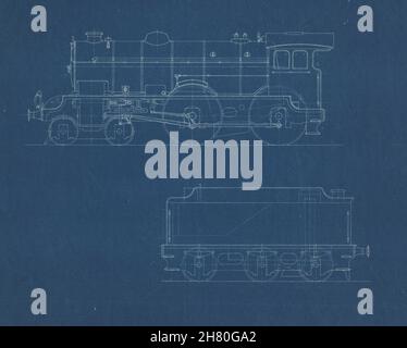 2-4-0 Lokomotive Abschnitt Engineering Zeichnung Blaupause c1900 alt antik Stockfoto