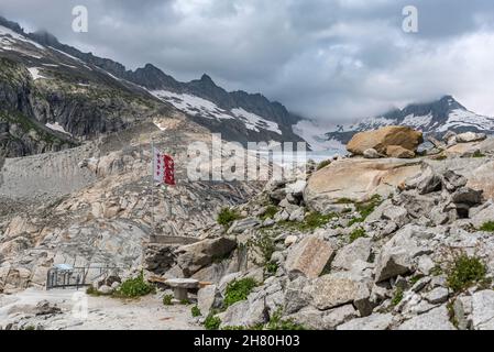 Aussichtspunkt auf dem Rhonegletscher, Oberwald, Wallis, Schweiz, Europa Stockfoto