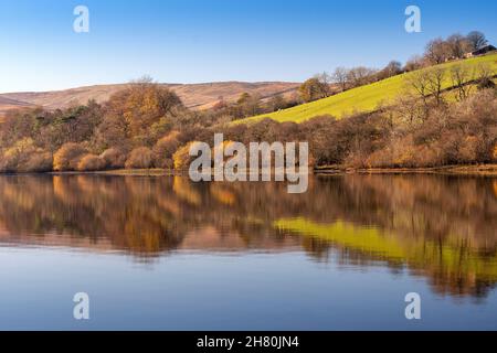 Herbstreflexionen am Lake Semerwater im Yorkshire Dales National Park, Großbritannien. Stockfoto