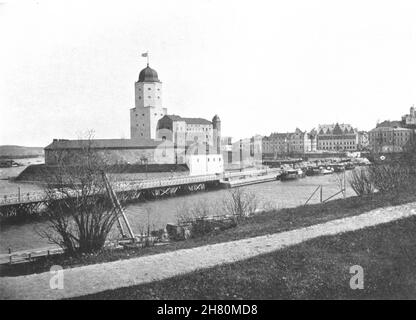 FINNLAND. Schloss Viborg und Hafen 1908 alte antike Druckbild Stockfoto