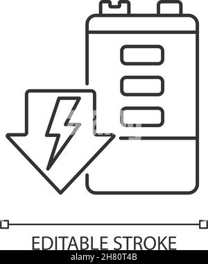 Lineares Symbol zum Entladen der Batterie Stock Vektor