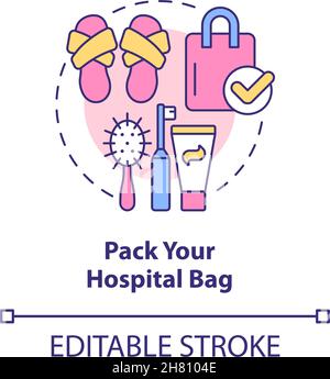 Symbol für das Konzept „Pack Hospital Bag“ Stock Vektor