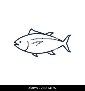 Abbildung des Symbols für das Thunfisch-Logo. Logo der Lachs-Thunfisch-Fischlinie mit Symbol für Meeresfrüchte Stock Vektor