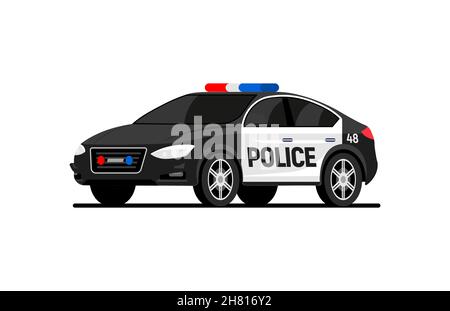 Polizei Auto Vektor flach Symbol Patrouille Zeichen Spielzeug. Symbol für Polizeifahrzeug-Vektorfahrzeug Stock Vektor