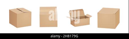 Vector Karton isolierte braune Karte offenen Karton. Verpackung in offenen Kartons Stock Vektor