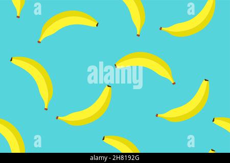 Banana nahtlose Cartoon-Muster Hintergrund, Vektor Frucht nahtlose gelbe Banane Bündel Illustration Stock Vektor