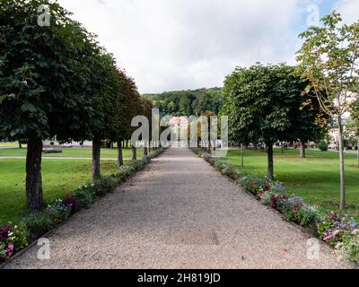 Schlosspark Garten und Park im Staatsbad Bad Brückenau oder Staatsbad Bad Brückenau und Fürstenhof Villa Stockfoto