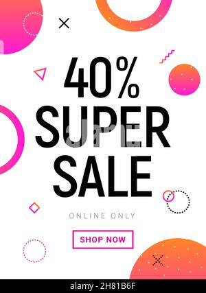 Sonderangebot Promo Banner Wochenende Angebot. Große Rabatt 40 Prozent Promotion Deal Vorlage Stock Vektor