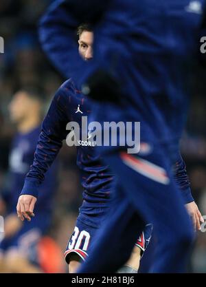 City Stadium, Manchester, Großbritannien. 24th. November 2021. UEFA Champions League Football, Manchester City gegen PSG; Lionel Messi von Paris Saint Germain während des Warm-Up Credit: Action Plus Sports/Alamy Live News Stockfoto