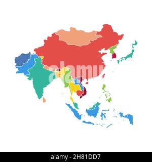 Asien Vektor-Karte Südost Land, Asien Ost Kontinent Symbol Silhouette china malaysia japan Stock Vektor