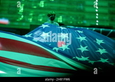 Turin, Italien. 26th Nov, 2021. Während des Davis Cup 2021, Tennisveranstaltung zwischen Italien und den Vereinigten Staaten am 26. November 2021 im Pala Alpitour in Turin, Italien - Foto Nderim Kaceli / DPPI Credit: DPPI Media/Alamy Live News Stockfoto