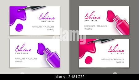 Nagelstudio Visitenkarte Maniküre Pediküre. Nagellack Logo Studio Vektor Schönheit Spa Haar Design Make-up Stock Vektor