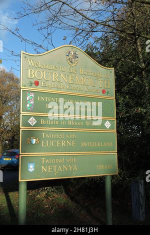 Willkommen beim Bournemouth-Schild Stockfoto