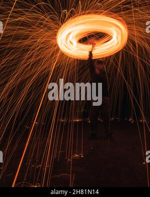 Stahlwolle Photography Light Painting Stockfoto
