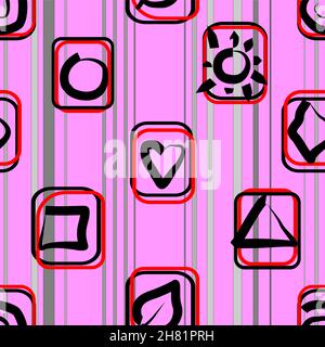 Durchgehendes geometrisches Muster auf rosa Hintergrund, Grafiken Stock Vektor