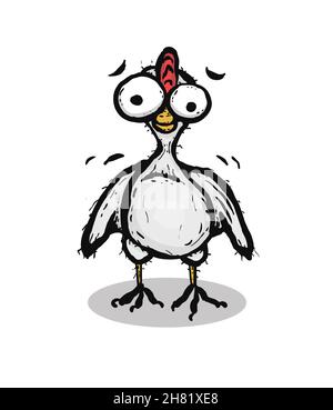 Gemalt, handgezeichnetes Huhn, Karikatur von Vektor-Illustration Stock Vektor