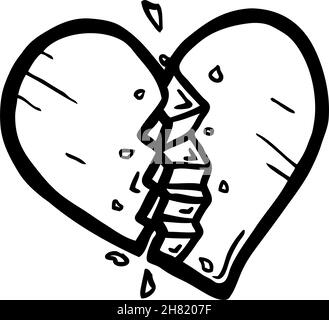 Gebrochenes Herz, Liebesmotiv, Vektorgrafik Stock Vektor