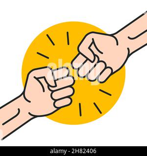 Hand mit Symbol für Fauststoß. Starker Kampf Vektor Freundschaft bro flache Faust Bump Symbol Desing Stock Vektor