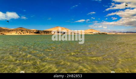 Panoramablick auf die Lagune von Sotavento auf Fuerteventura Stockfoto