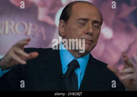 Rom, Italien 23/01/2004: Pressekonferenz von Silvio Berlusconi im Palazzo Chigi. © Andrea Sabbadini Stockfoto