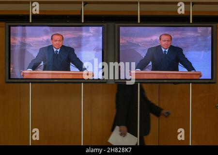 Rom, Italien 04/10/2003: Silvio Berlusconi, Regierungskonferenz - Italienischer Vorsitz im Rat der Europäischen Union. © Andrea Sabbadini Stockfoto