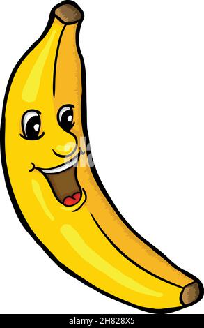 Banane mit Lächeln, Vektor-Illustration, Malbuch Stock Vektor