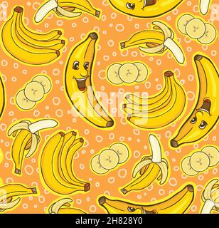 Nahtloses Muster von Bananen, Vektor-Illustration Stock Vektor